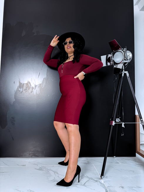 Klasikinis bondage sijonas - BORDO